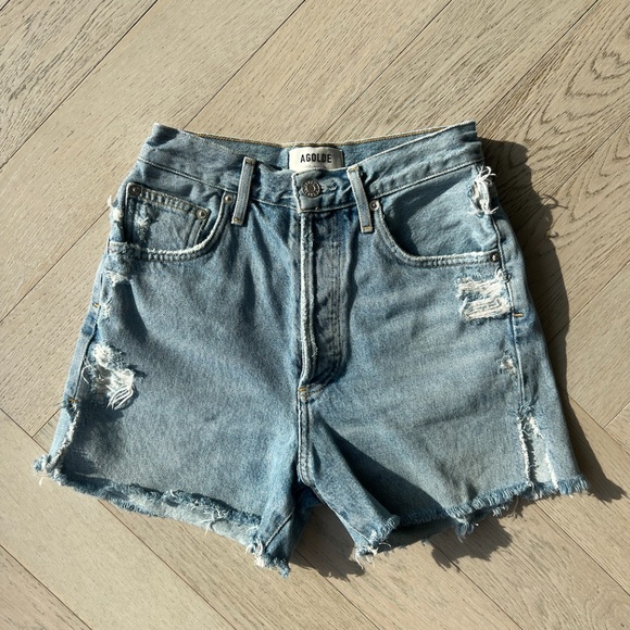 aritzia agolde dee shorts - size 23 (best fits size 24 or 25 / size XS), blue - Picture 2 of 7